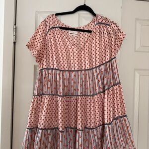 Urban Outfitters Babydoll Dress Women Medium Pink Tiered Floral Mini Excellent